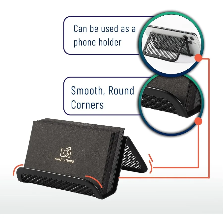 - Paquete de 3 tarjeteros negros de malla metálica para escritorio, tarjeteros de visita, tarjetero de escritorio para oficina, soporte para tarjetas de visita