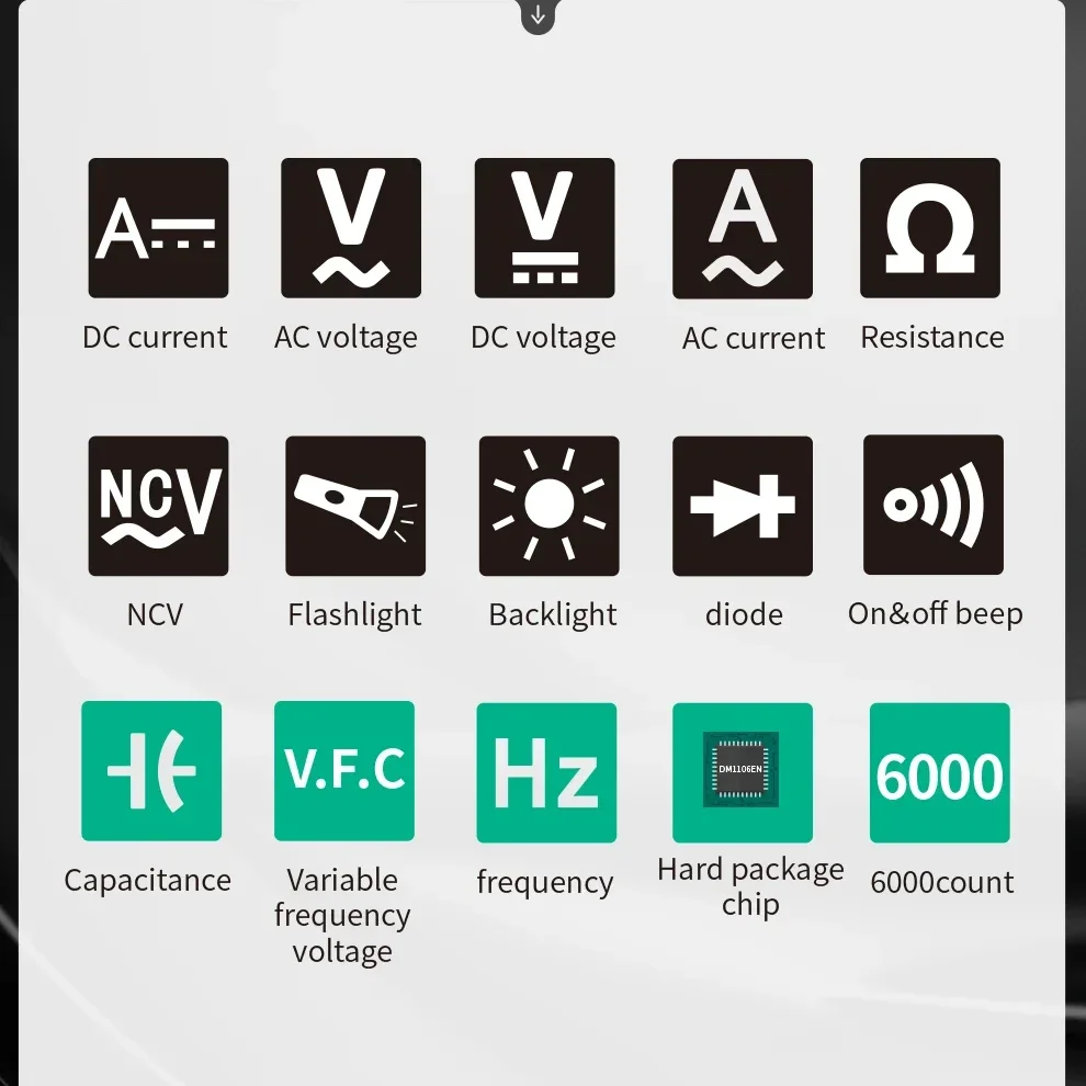 MASTFUYI-Multímetro Digital Profissional, 6000 Contagens, True RMS, Auto AC, DC Tensão Corrente Tester, Ohm Capacitância, Hz, Teste NCV, FY76