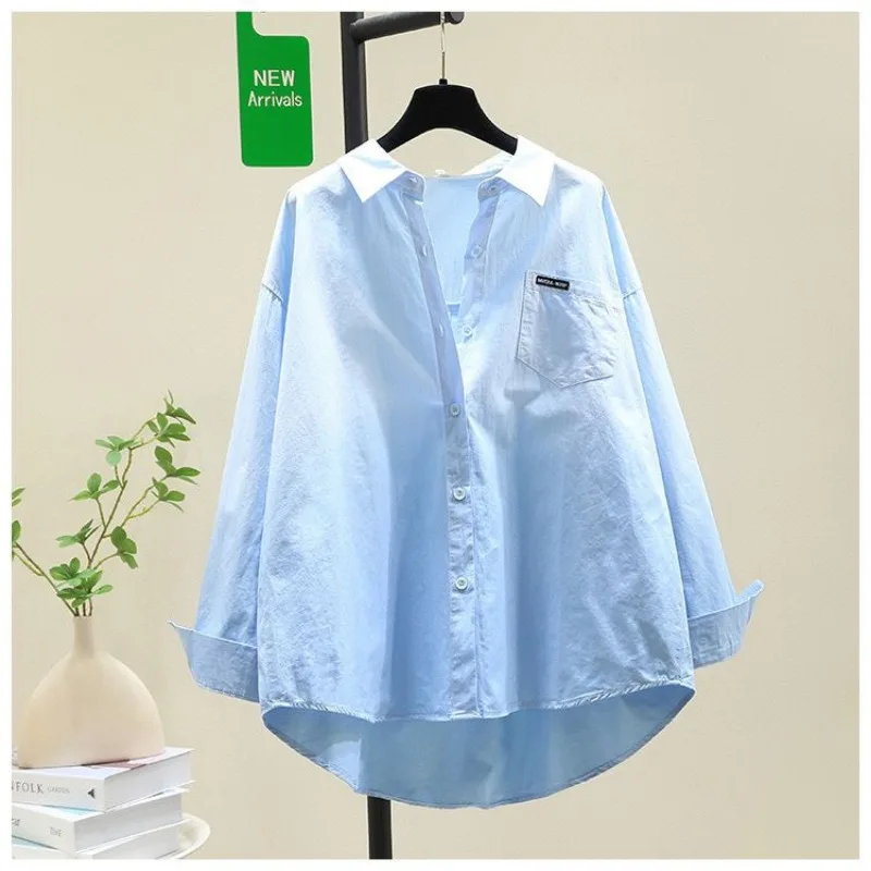 High-end Gradient Color Shirt Women's Pure Thin 2025 Autumn New Loose Long-sleeved Outer Top