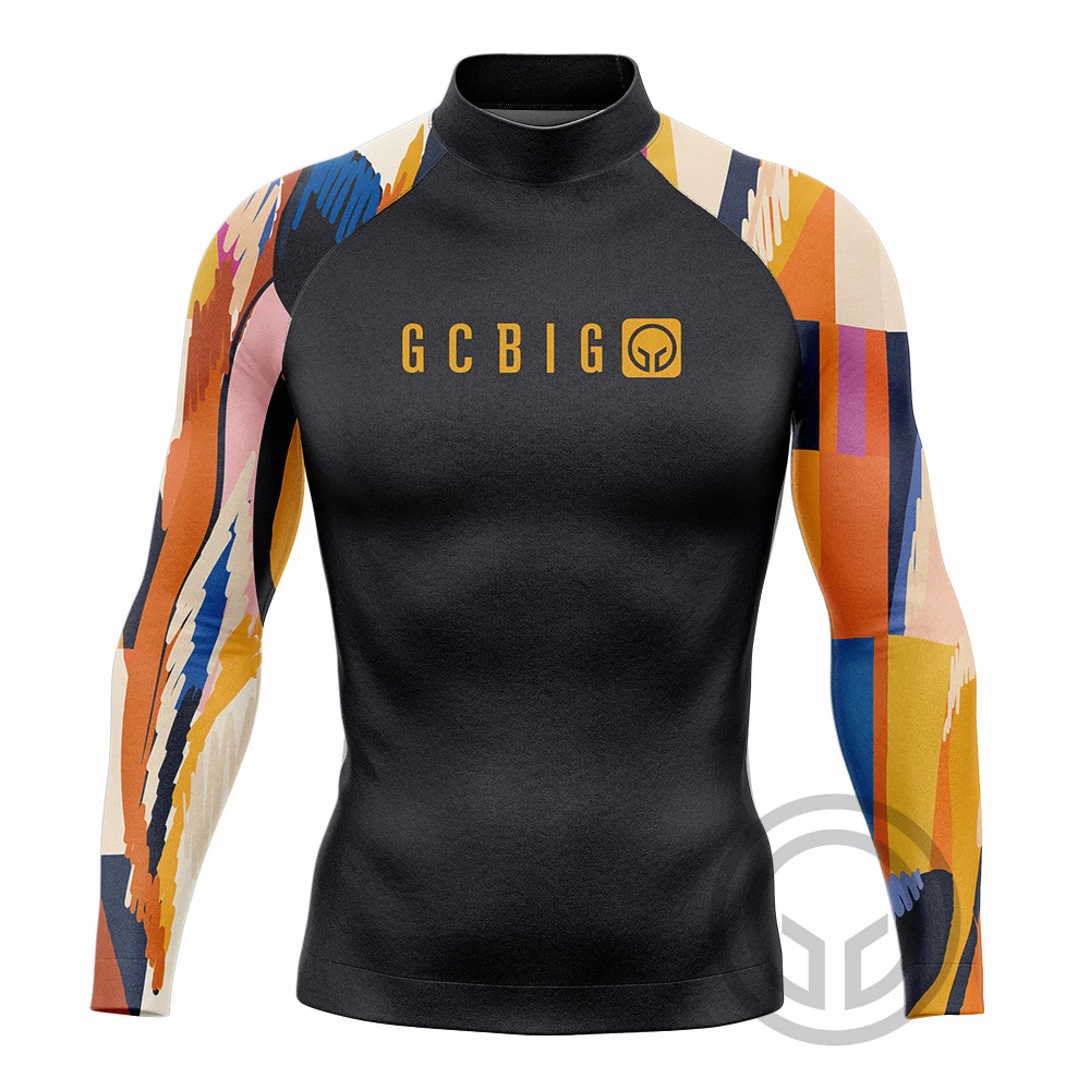 GCBIG Surfing Long Sleeve Men's Shirts Rash Guards Camiseta Surf Clothing Sun Protection Upf 50+ Beach Wear Lycra Shirt