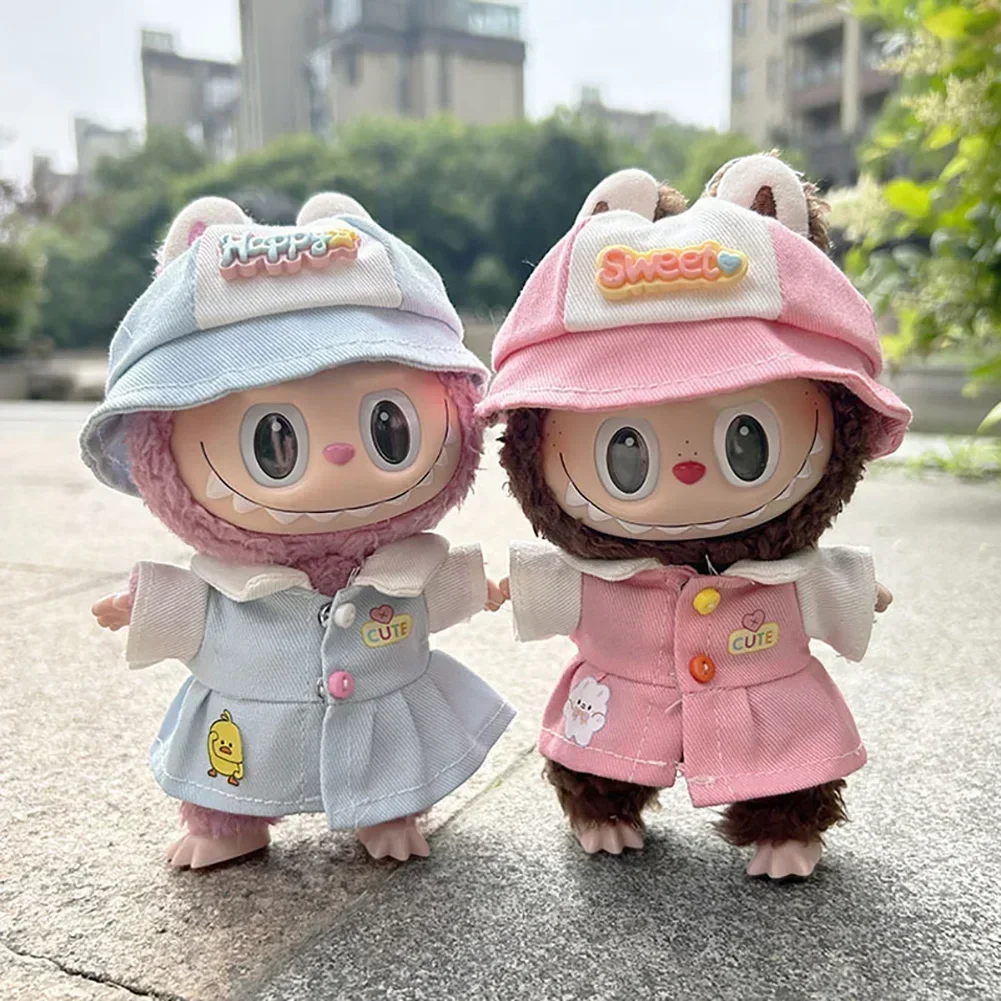 Für Labubu 17 cm Puppe Kleidung Mode Kleidung Kawaii Hoodies Puppe Kleidung Farbe Spiel Hoodies Puppen Zubehör Nette Dekorationen