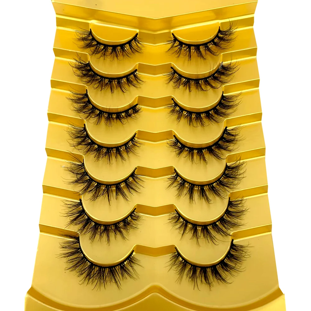7 Pairs Slender and Soft 3D Faux Mink Lashes Natural False Eyelashes Dramatic Volume Lashes Eyelash Extension Makeup for Beauty