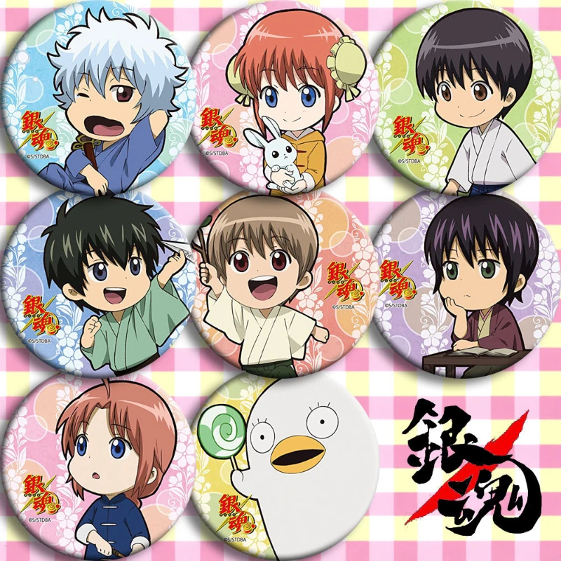 Dakada Ginntoki Shimura Shinpachi Kagura Popular Anime New Secondary Peripheral Badges Manga Enamel Pin Cute Jewelry for Fans