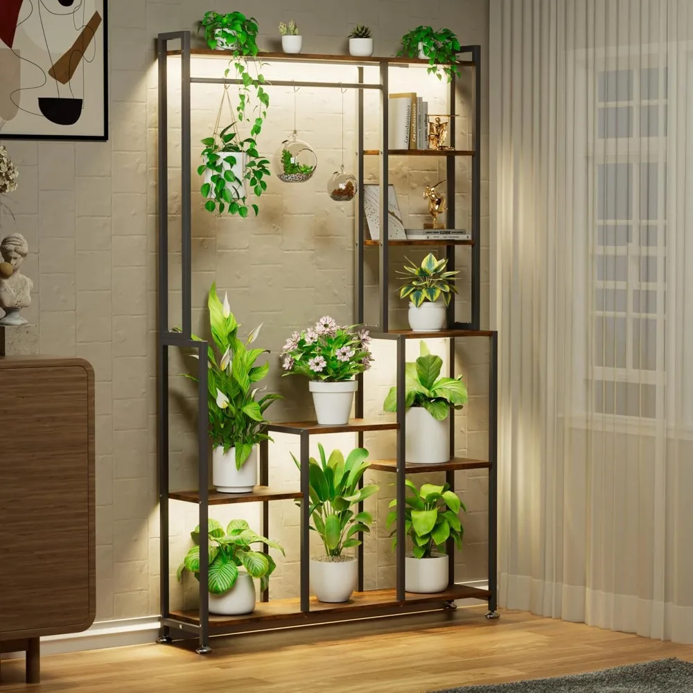 

Plant Stand Indoor with Grow Light - 71 Inches Tall Plant Shelf 8 Tiered Metal Plant Stand, Square Flower Stand Display Rack