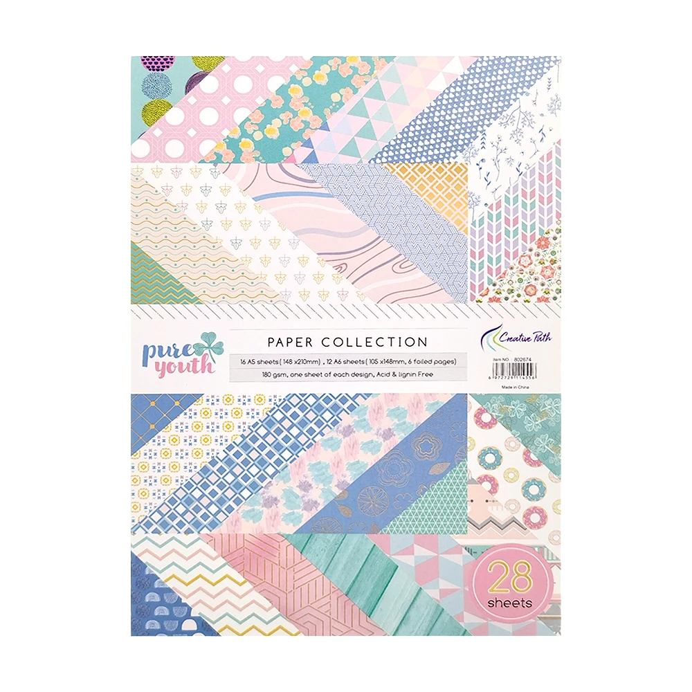 Creatief Pad Pure Jeugd A5&A6 Scrapbooking Decoratief Papier Kleurrijk Patroon Journaling Achtergrondpapier Voor Knutselen Kaarten Maken