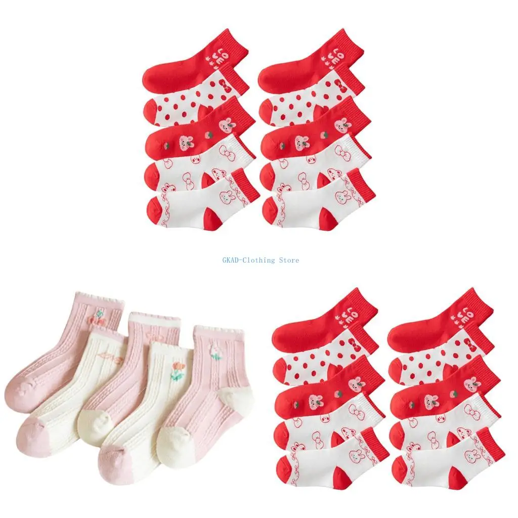 

N0pe 5 Pai Elastic Sport Socks Kids Boys девочки с разноцветной мультипликационной экипадой носки экипажа