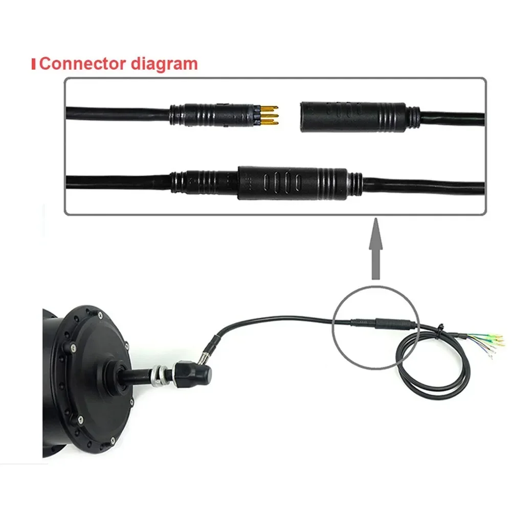 Electric Bicycle 60cm 9 Pin Female Extension Motor Cable Motor Adapter With Hall Connector Ebike Extension Cable Lines Accessory