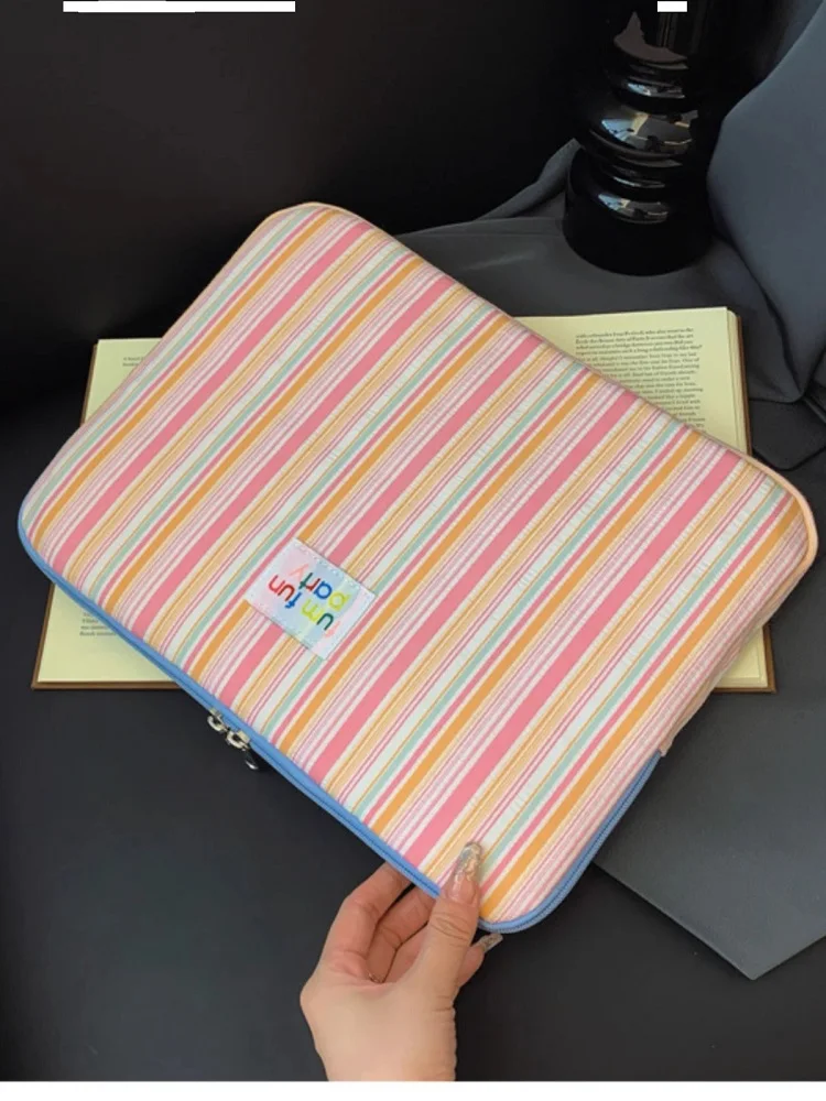 INS Color-striped Tablet Bag For Ipad Air6 Pro11 10.9 10.5 Macbook/Samsung/HP Huawei 13.3 13.6 14 Inch Shockproof Laptop sleeve