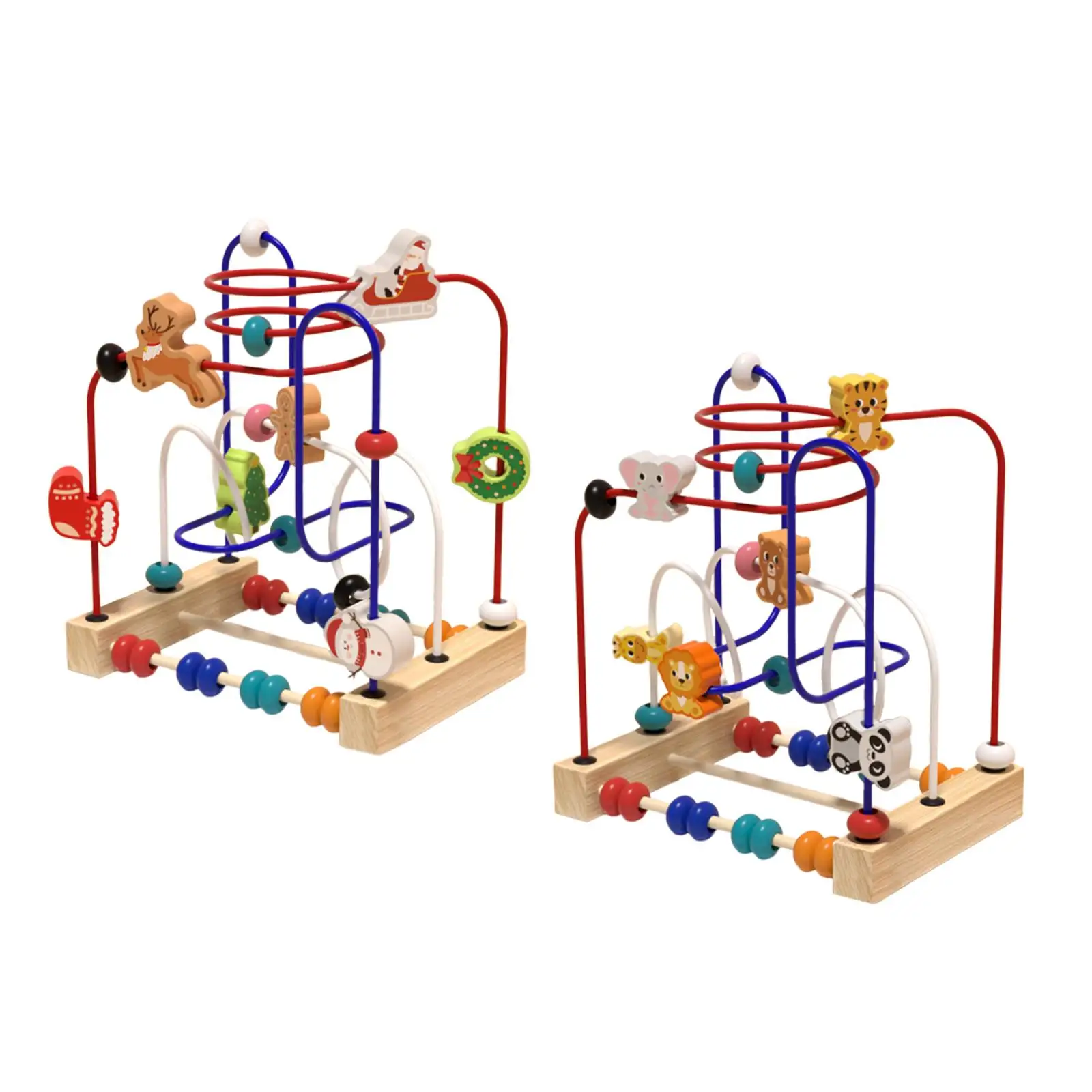 Wooden Bead Maze Toy Hand Eye Coordination Motor Skill Shape and Color Developmental Bead Counting Colorful for Boys Girls Kids