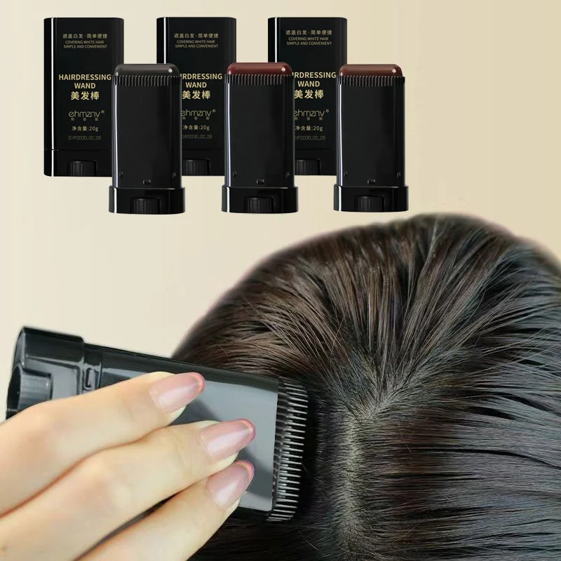 Palo de pelo de retoque rápido de 3 colores, palo de Color temporal, lápiz de pelo de cobertura rápida temporal portátil, peine de tinte para el cabello desechable