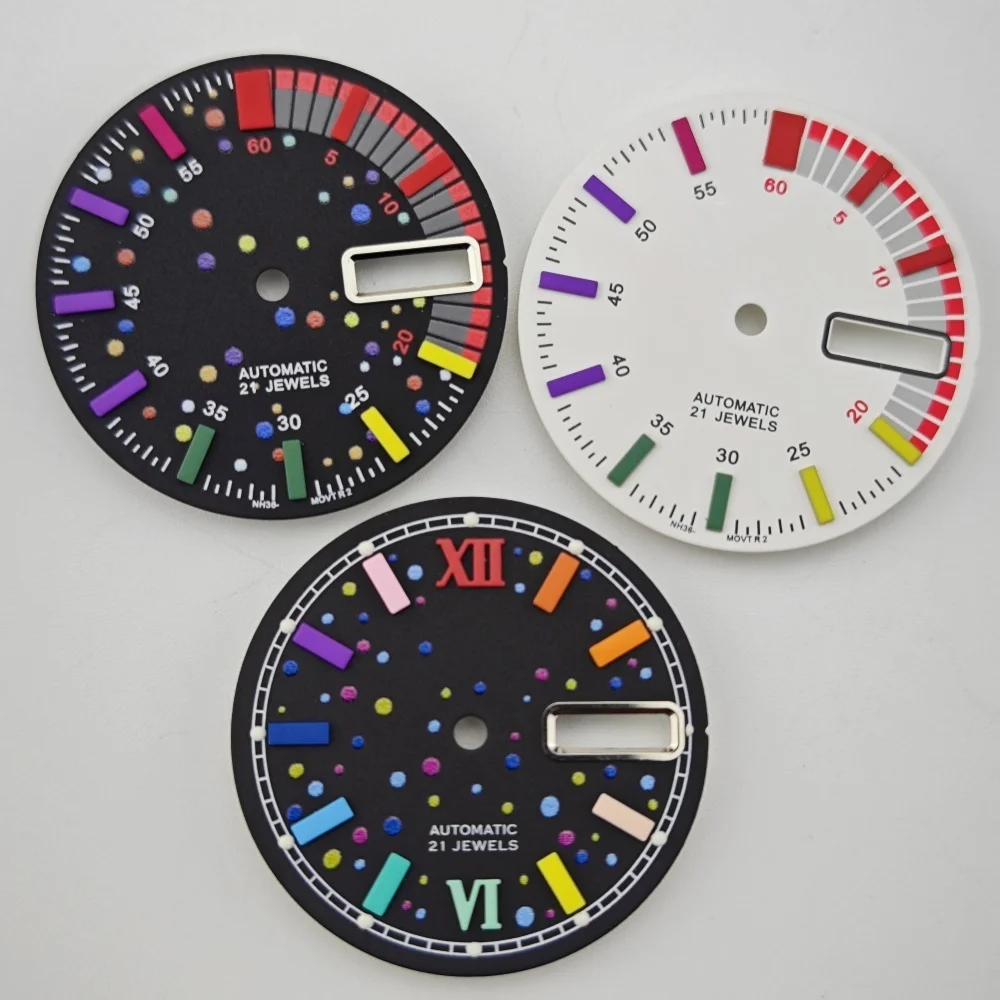 SKHousecase-Montre mécanique avec cadran coloré, surface 4R36, modification de calendrier, taille appropriée, 28.5mm, NH36