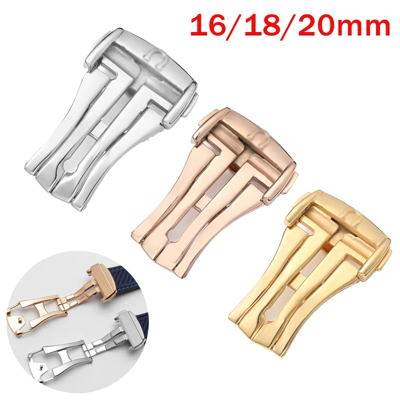 16 18mm 20mm Stainless Steel Watch Buckle for Omega Watch Band Clasp Leather Metal Deployment Button Folding Buckles Accessories