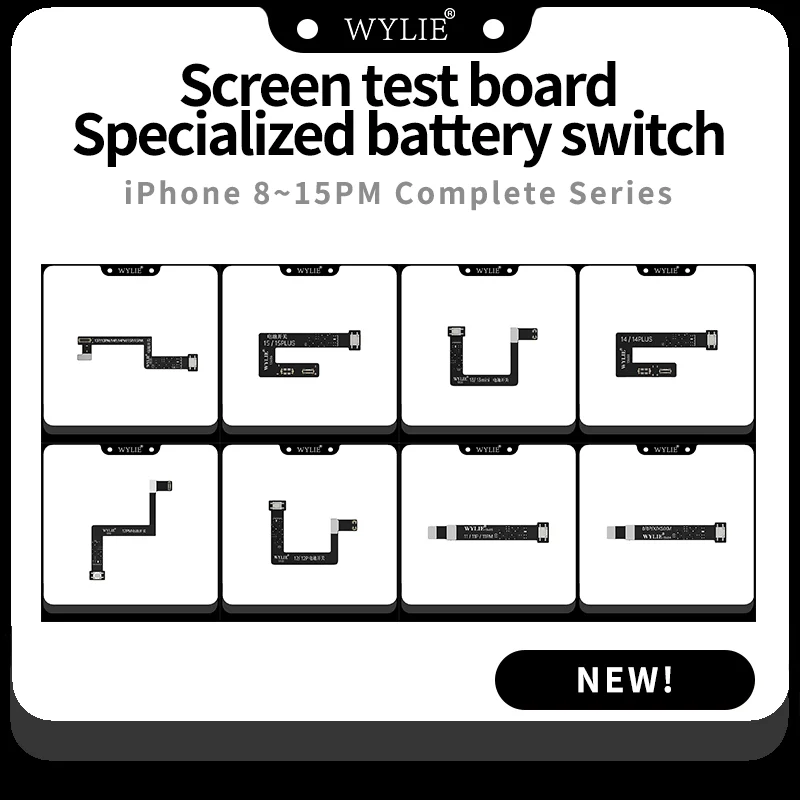 WYLIE Screen Test Board Specialized Battery Switch Cable Suitable For iPhone 8-15PM Complete Series battery Repair Cable Tools