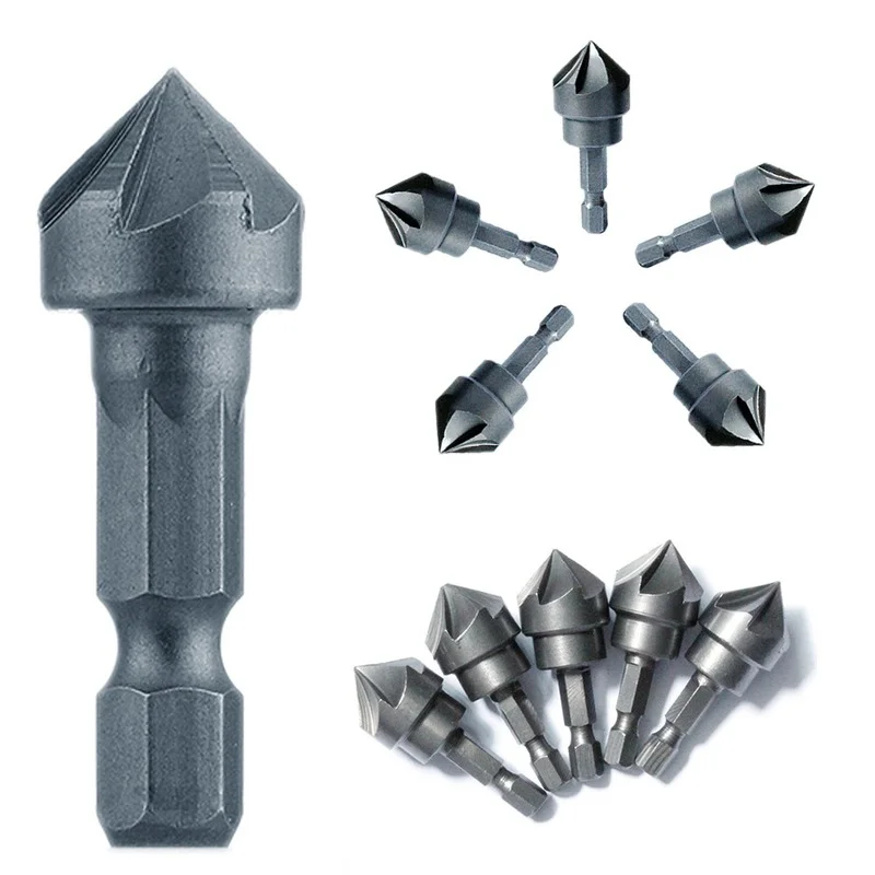 1Pcs 1/4 "หกเหลี่ยม Carpenter มุม Miter ตัด90องศา Chamfering Bit สำหรับขัด