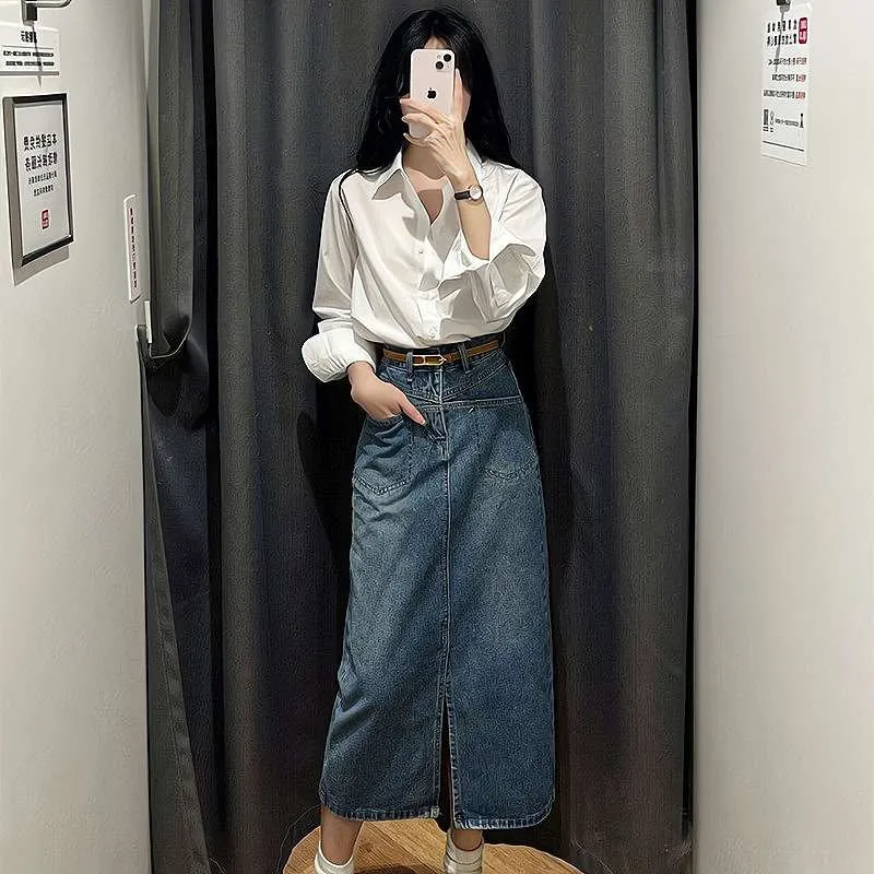 

Весенний элитный шикарный комплект Dr, длинная джинсовая юбка, модный костюм-футболка для мужчин, одинаковые комплекты для родителей и детей на открытом воздухе