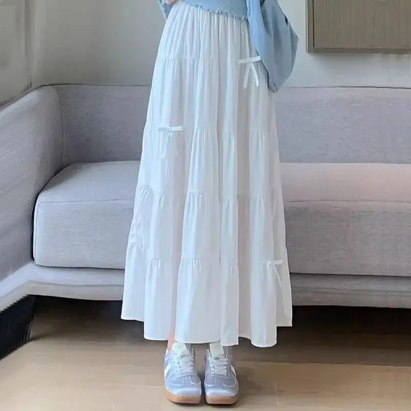 

Girls' White Half Skirt Summer New Big Children's Long Cake Skirt Long 110-170cm