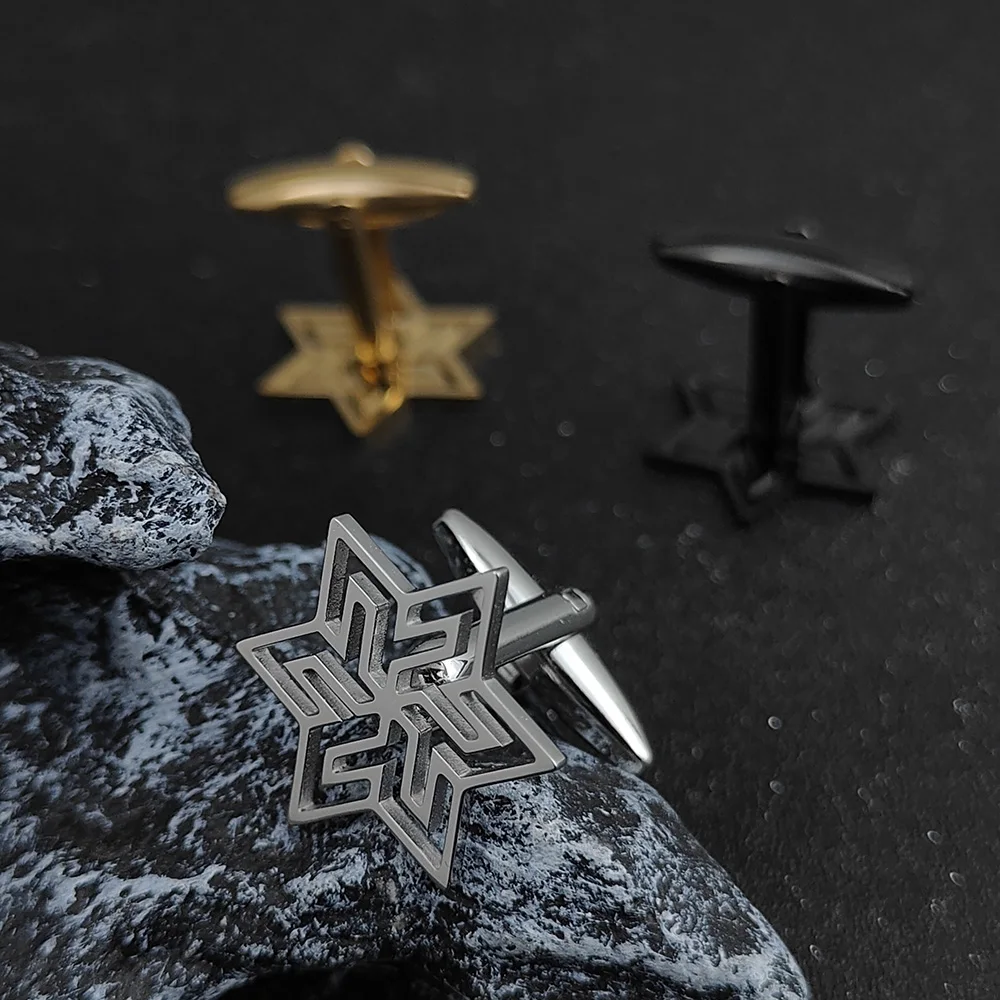 

Luxury Stainless Steel Snowflake Cufflink Personality Men's French Shirt Cuff Link Button Father's Day Gift A Pair Wholesale