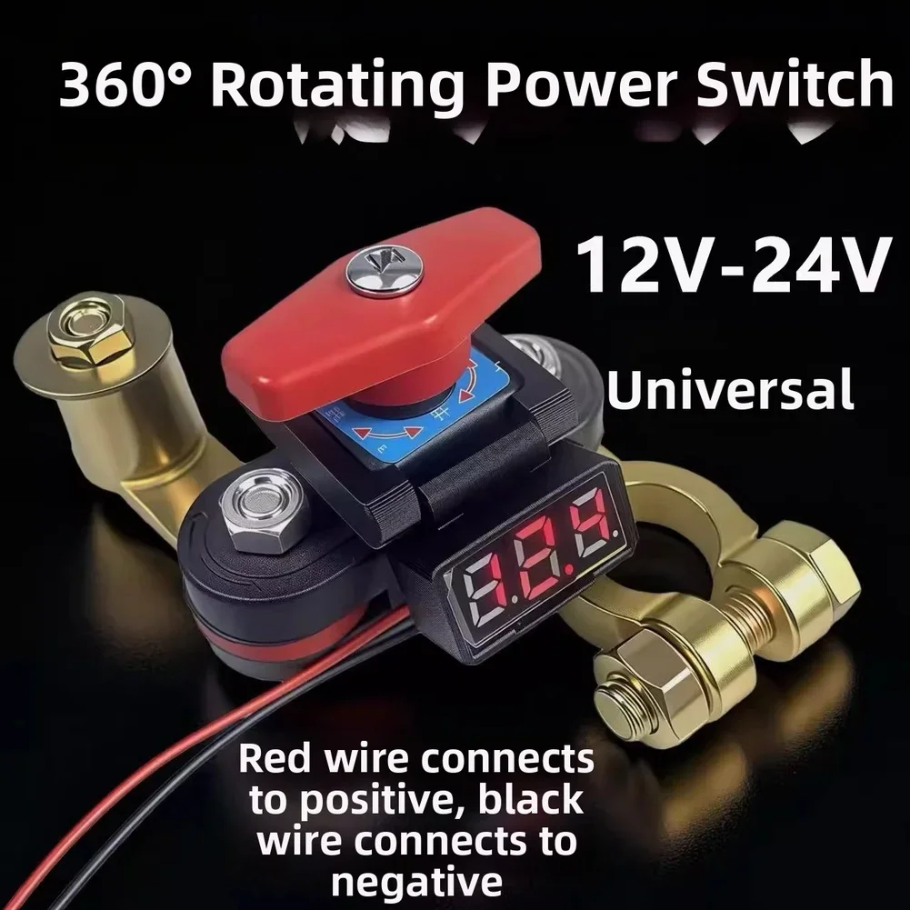 12V 24V Battery Isolator Switch with Integrated Voltage Meter and Thickened Brass Construction for Reliable Operation
