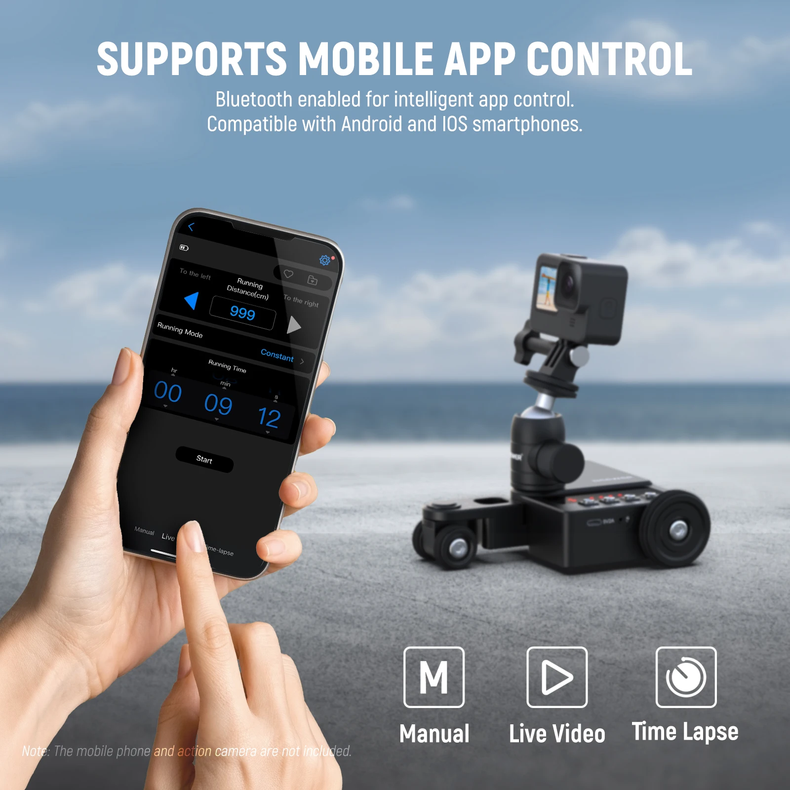 جديد كاميرا بمحرك دوللي مع التحكم في التطبيق منزلق فائق الصمت لهاتف GoPro Hero 12 iPhone 15 Pro Max Samsung S23