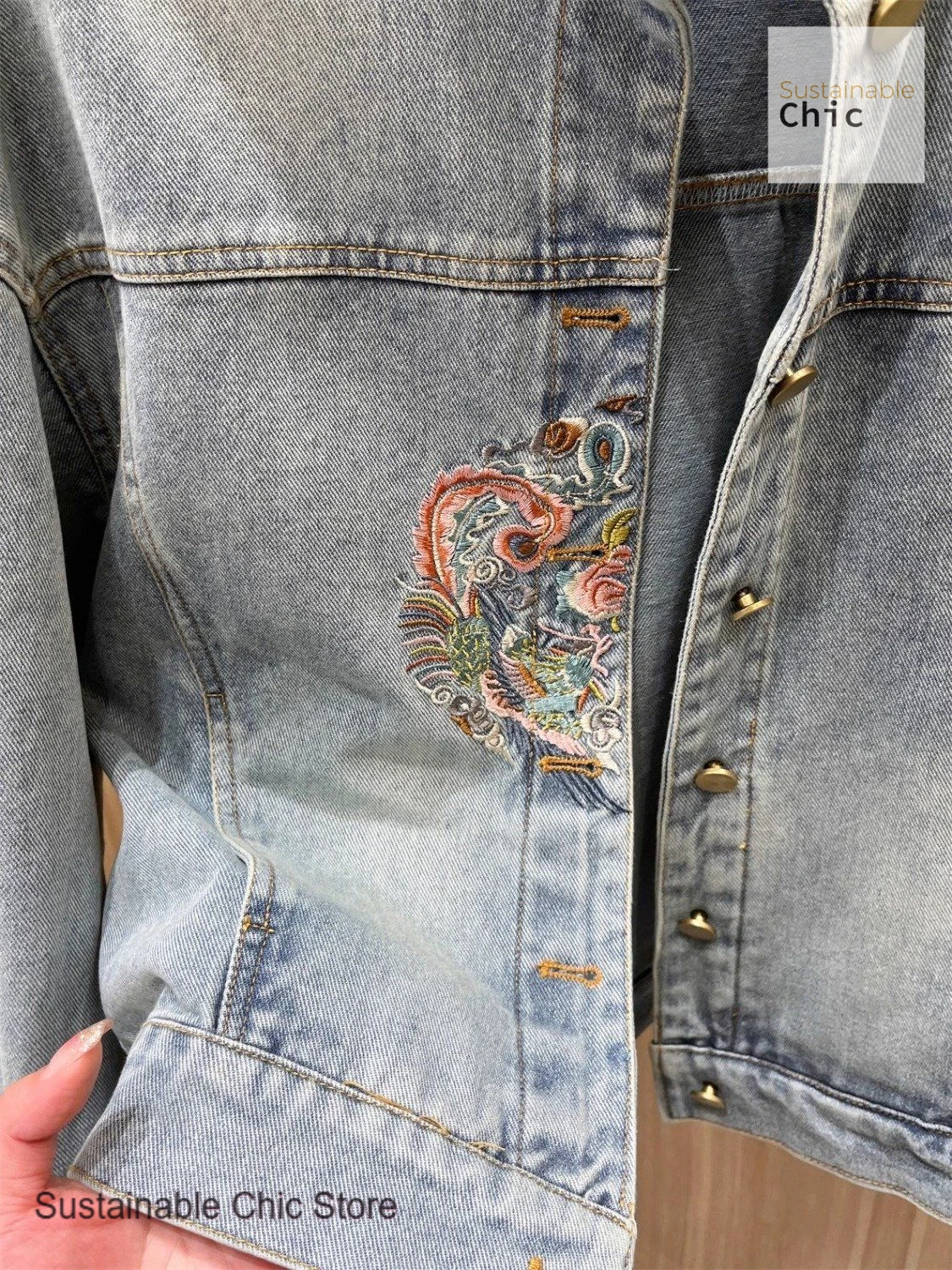 Chinese folk style embroidery buckle design short denim jacket women's spring and autumn new single-breasted retro casual jacket