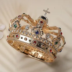 Croce corona barocca nuziale corona nuziale Royal Queen King Tiara festa di compleanno accessori per gioielli per capelli Prom Pageant Diadem