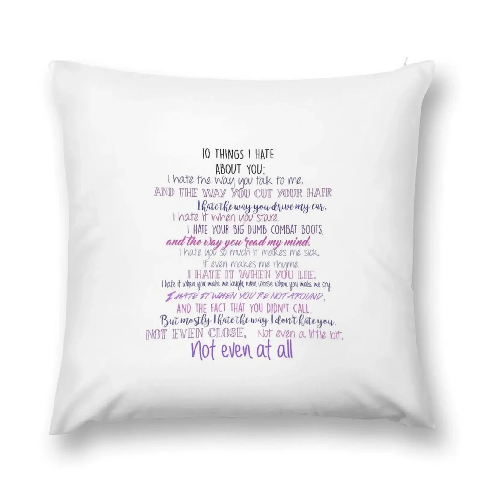 

10 Things I Hate about You Throw Pillow Pillowcase Embroidered Cushion Cover autumn pillowcase pillow
