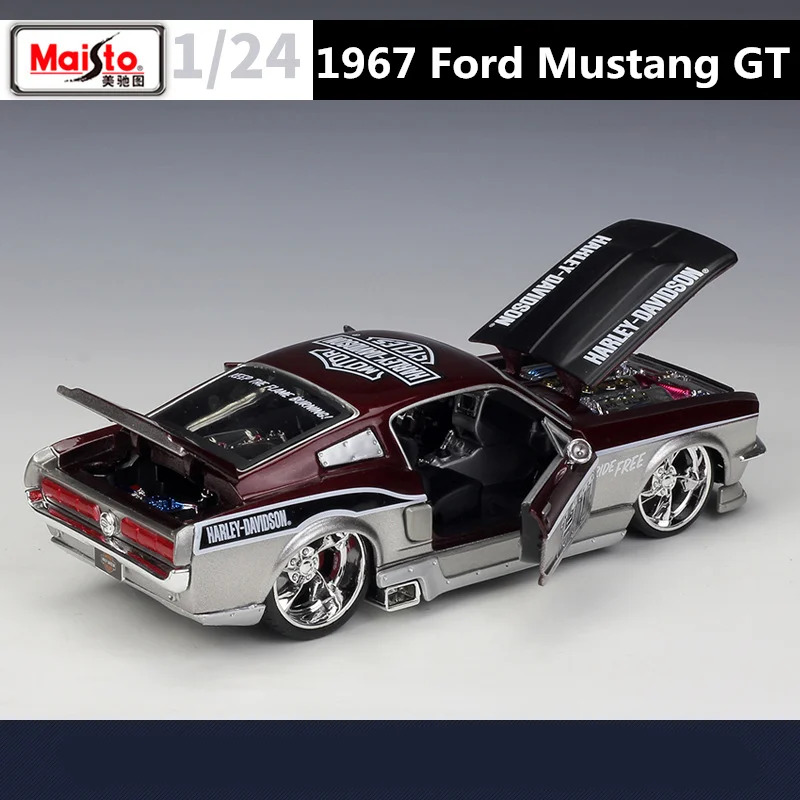 Maisto 1:24 Harley Mustang GT Alloy Car Model Diecasts Metal Modified Sports Car Model Simulation Collection Childrens Toys Gift