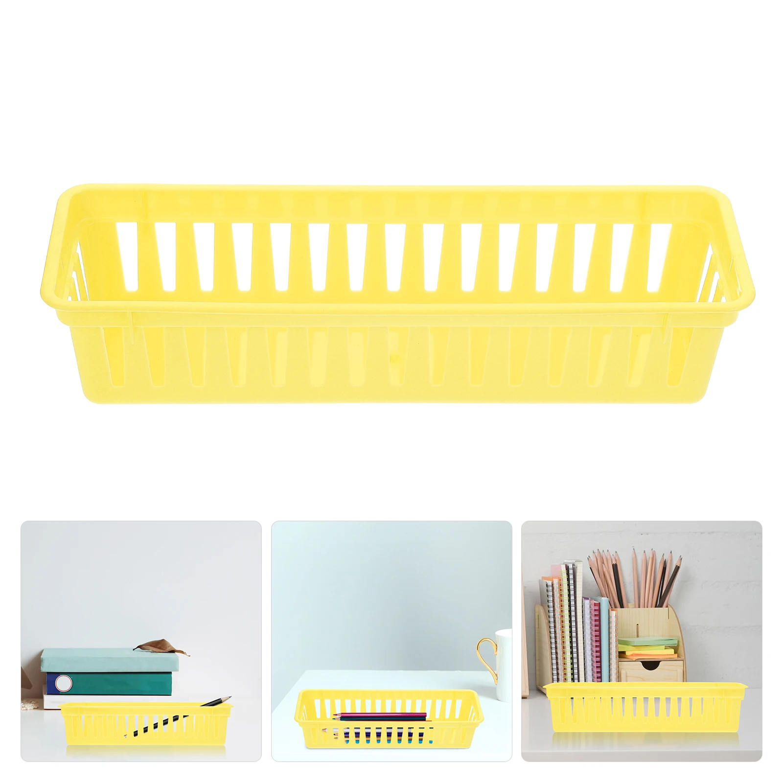 

Colorful Pencil Organizer Plastic Desk Baskets for Classroom Office Lightweight Space Saving Versatile Use Organizer