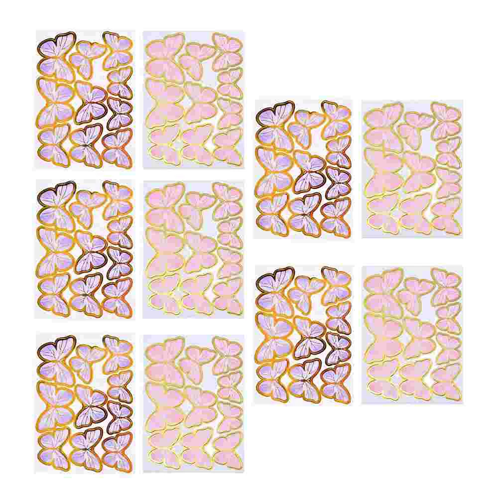 66 Pcs Butterfly Cake Insert Edible nament Paper Dessert Toppers Cake Picks Supplies Pink Purple Butterflies Cake Decors Baking