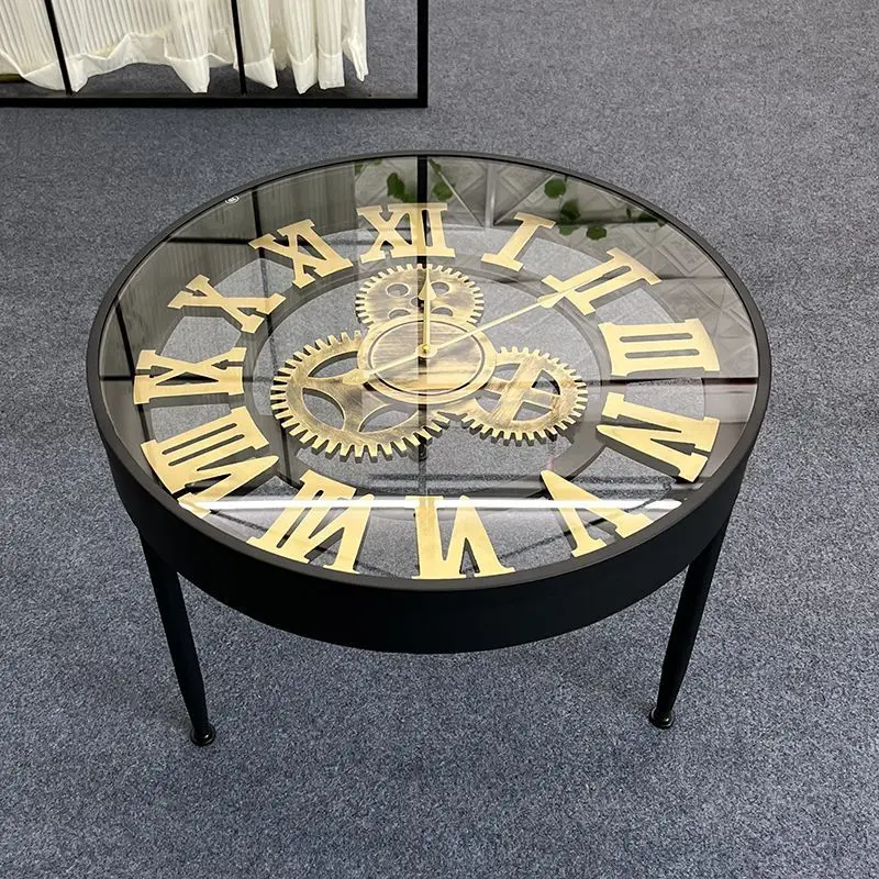 Vintage Nordic Living Room Small Apartment Coffee Table American Hotel High-end Clock Art Coffee Table