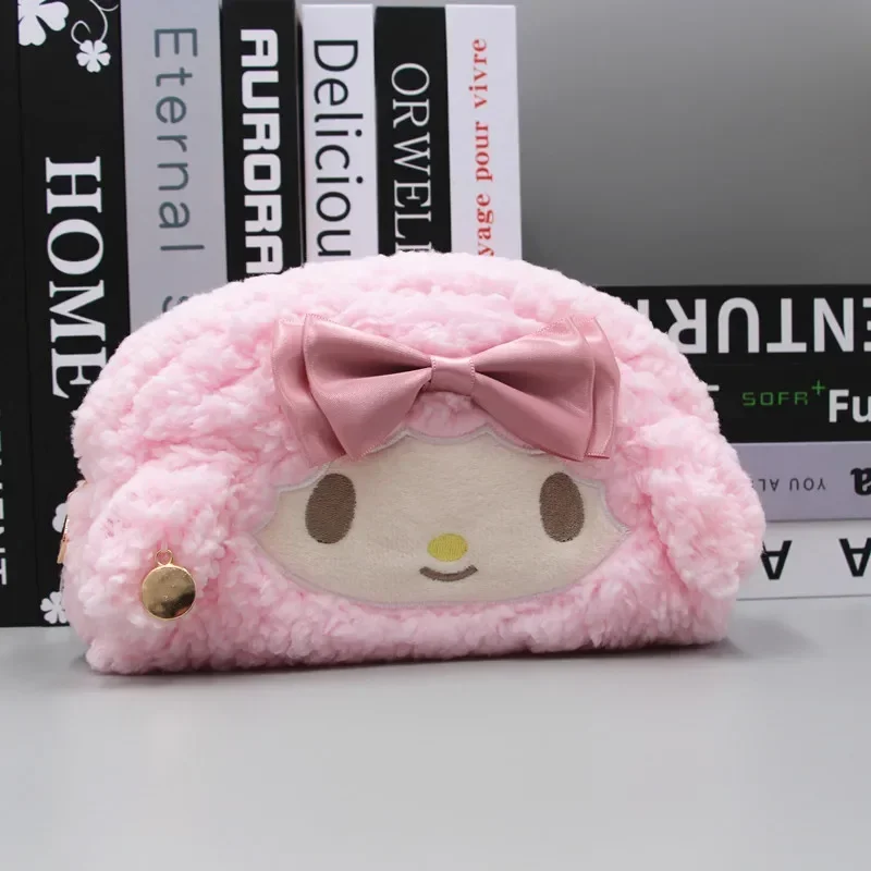 Sanrio Kuromi Melody Cinnamoroll Pencil Pouch Large Capacity Pen Case Cute Plush Cosmetic Bag Girls Student Supplies Stationery