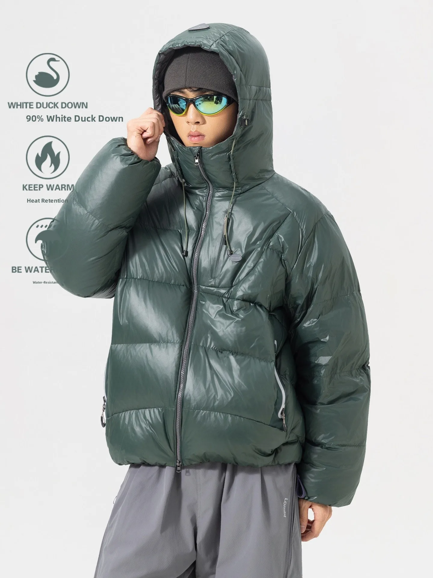 

Outdoor Men's down Jaet Lightweight 700FP 90% White Du down Anti-Drifting Bread Sle ort Coat Warmth Youth Faion