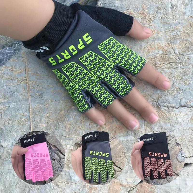 Summer Kids Cycling Gloves Fingerless Boys Girls Breathable MTB Sports Scooter Anti-Slip Training Hiking Child Gloves Ages 4-8