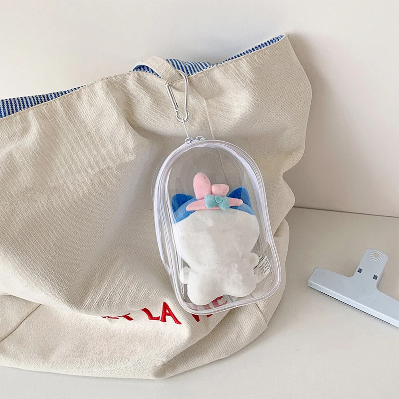 Cute Cartoon Anime Doll Storage Bag Keychain PVC Transparent Mystery Box Wallet Girl Children Kawaii Toy Doll Gift Bag