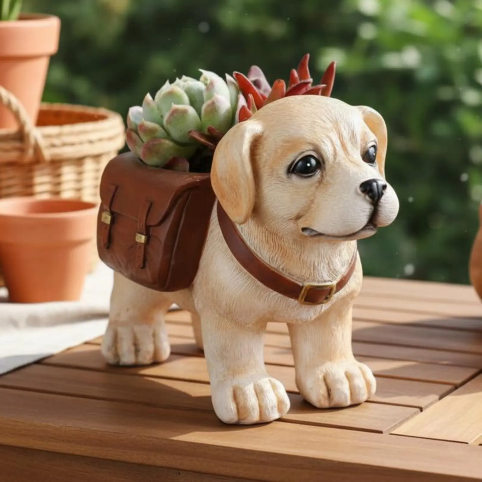 Labrador Dog Planter Decorative Resin Dog Planter Cute Creature Flower Pot Gift Idea Home Decor Compact Size for Balcony, Garden