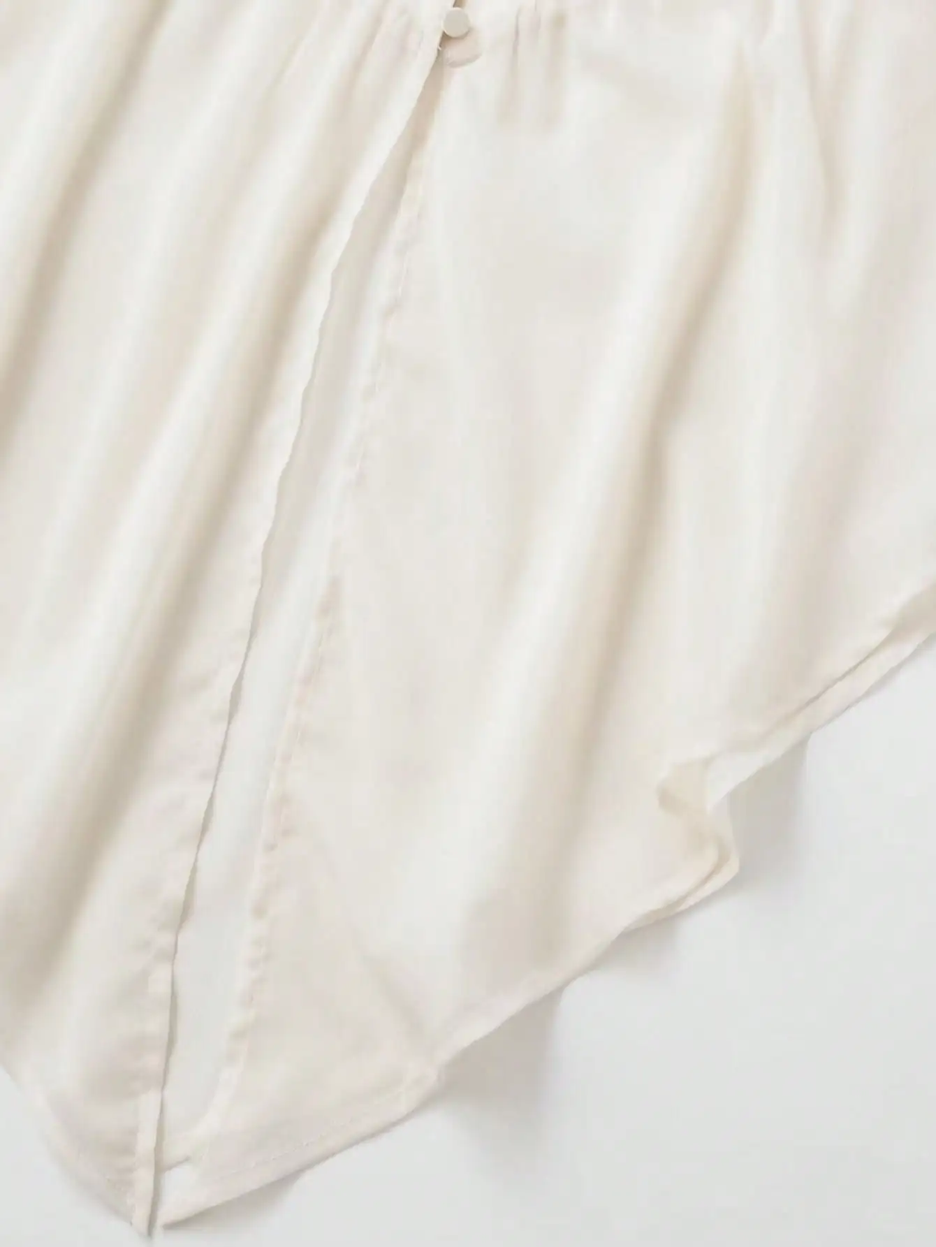 HH Damen-Bluse in Beige, mit gerafftem, transparentem, langem Stoff, Reverskragen, Kordel vorne, Korsettdetail, Knöpfe, lange Ärmel, ausgestellte Manschetten, schicke Oberteile – Detail 6