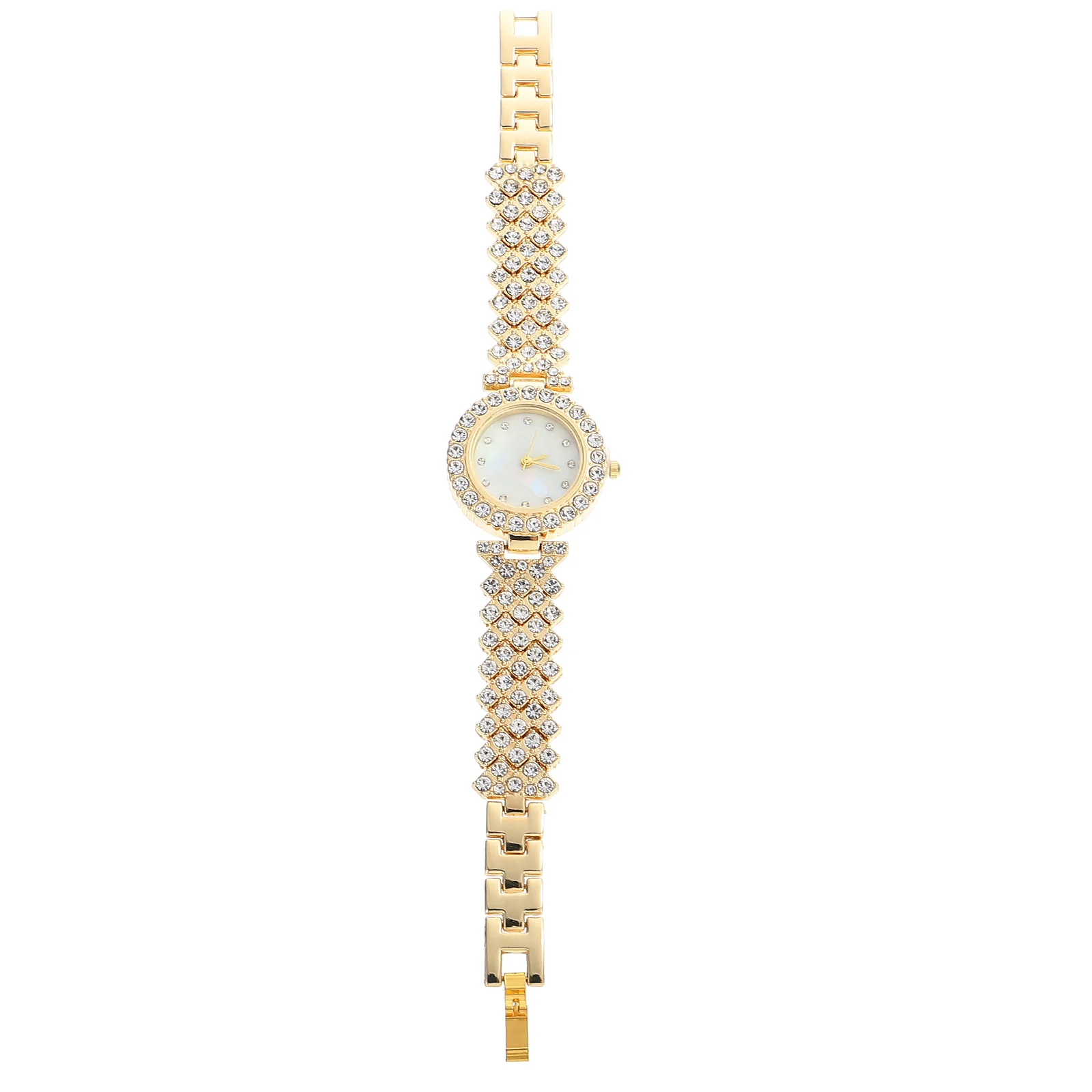 Montre en diamant pour femmes, strass dorés délicats, bracelet réglable, Design élégant, adapté à la fête