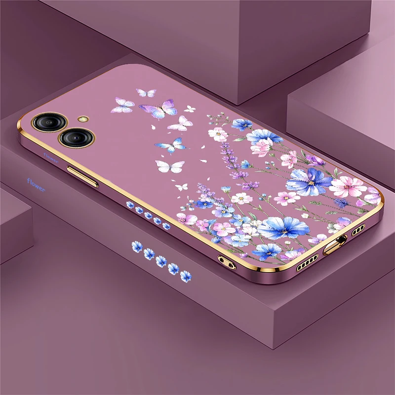 Butterfly Flowers Printing Phone Case For Samsung Galaxy A06 A05 A04 A03 Core A03s A02 S Soft Silicone Drop Resistant Cases Etui