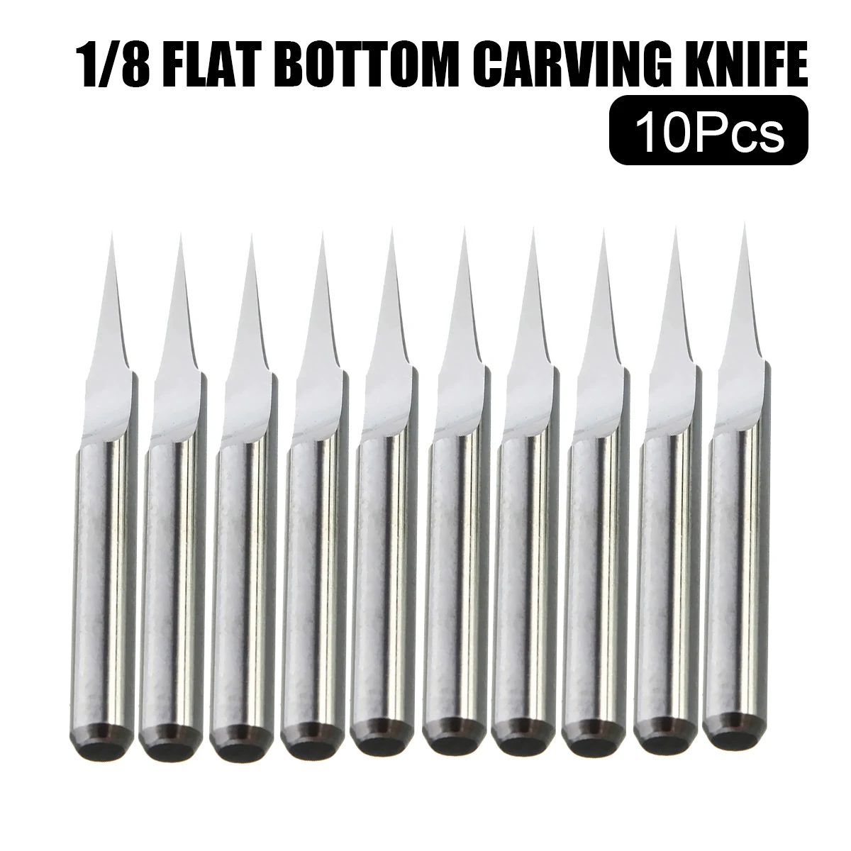 10Pcs 3.175mm Carbide PCB Engraving Bit The Handle 10 Degree 0.1mm V Shape Shank Tungsten Bit Milling Cutter CNC Router Bit Tool