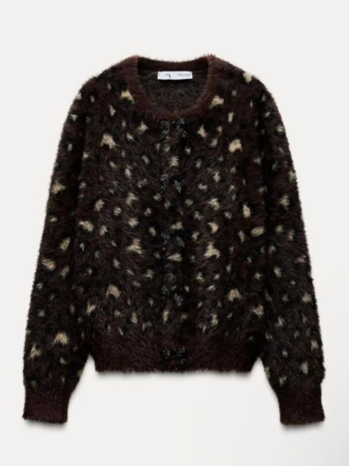 Cárdigan de Punto para Mujer, Novedad de Primavera-Otoño, Cuello Redondo, Manga Larga, Parches de Piel Sintética, Lazo de Mar...