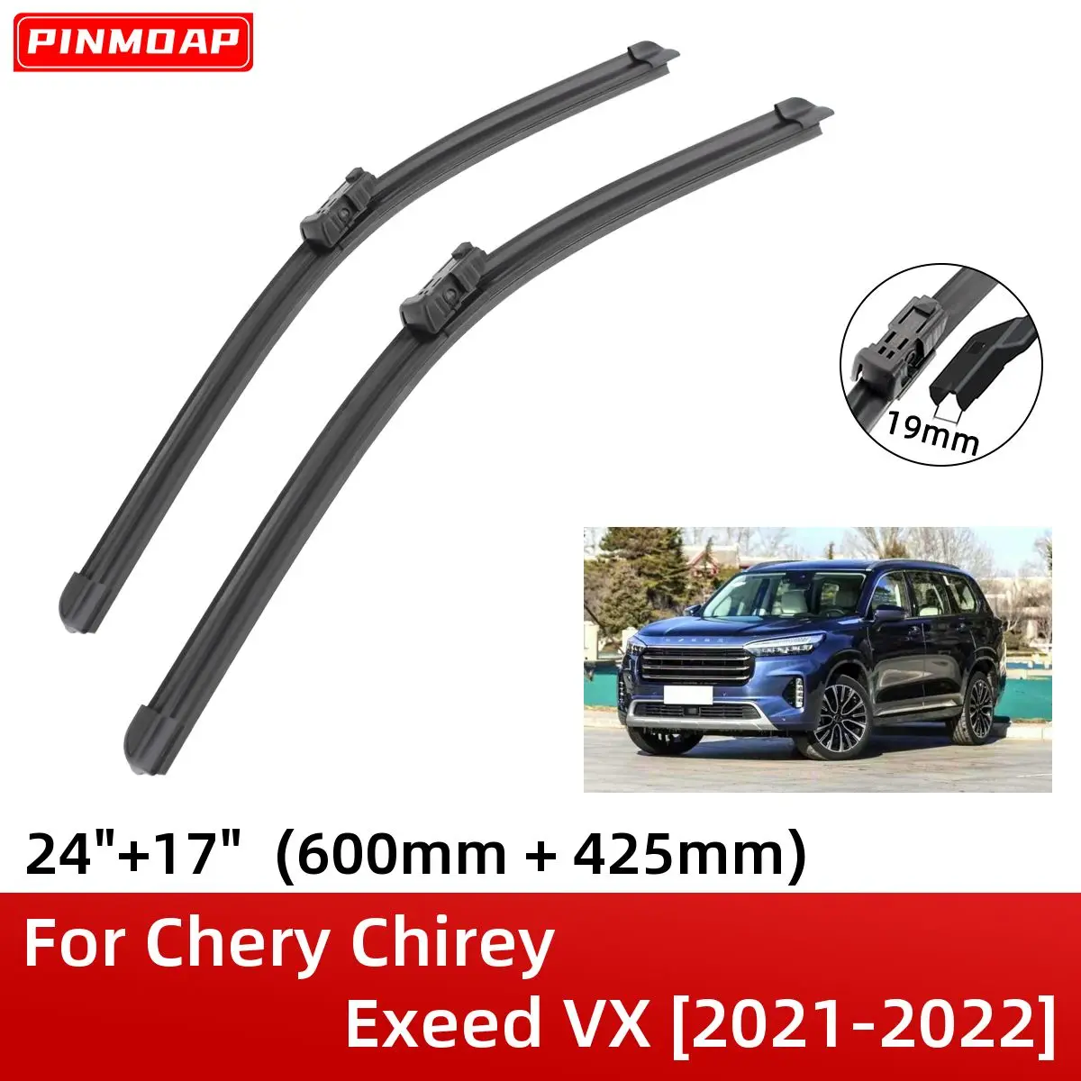 

For Chery Chirey Exeed VX Lanyue 2021-2022 24"+17" Front Windshield Wiper Blades Brushes Cutter Accessories 2021 2022