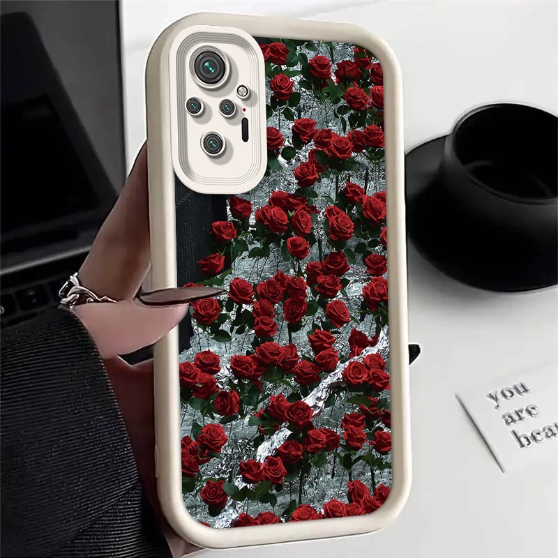 Note10Pro Rose Flower Silicone Phone Case On For Xiaomi Redmi Note 10 10s 4G 5G Pro Max Redmi 10 10A 10C Cover Redmi10A Redmi10C