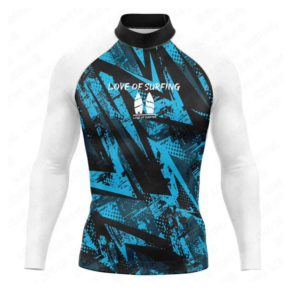 Pro Men's Long Sleeve Surfing Shirts Rash Guards UV Protection Beach Wear Swimming Clothing Performance Quick Dry Keep Warm Tops