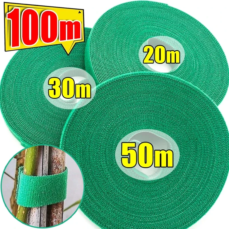 100/2M Nylon Plant Ties Garden Twine Self Adhesive Plant Bandage Hook Loop Vine Wrap Support Tape Garden Fastening Tape Strips