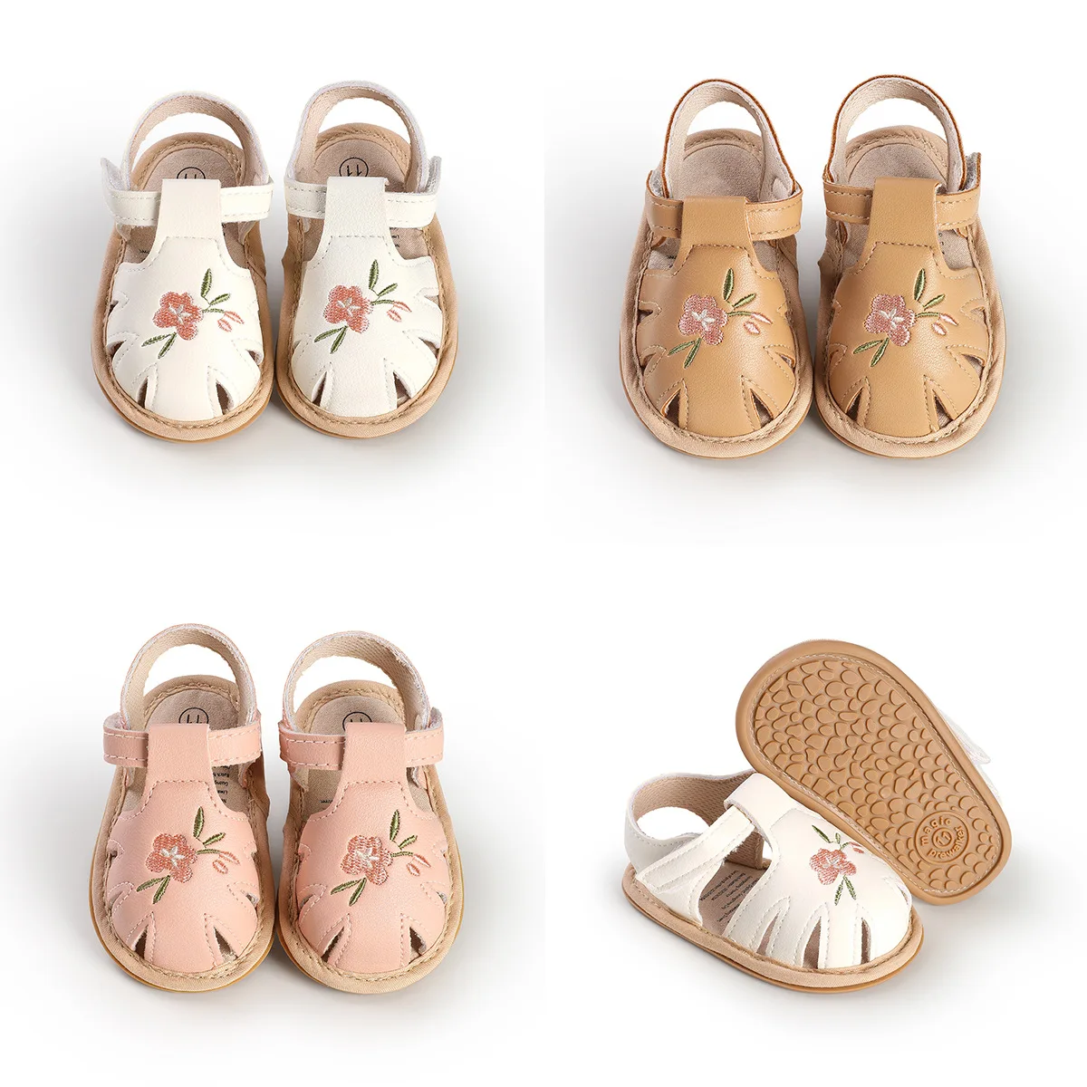 Baby Girls Sandals 2026 Summer Embroidered Soft Sole Infant Sandals Lightweight Toddler First Walkers Baby Girls 3-9 Months Old