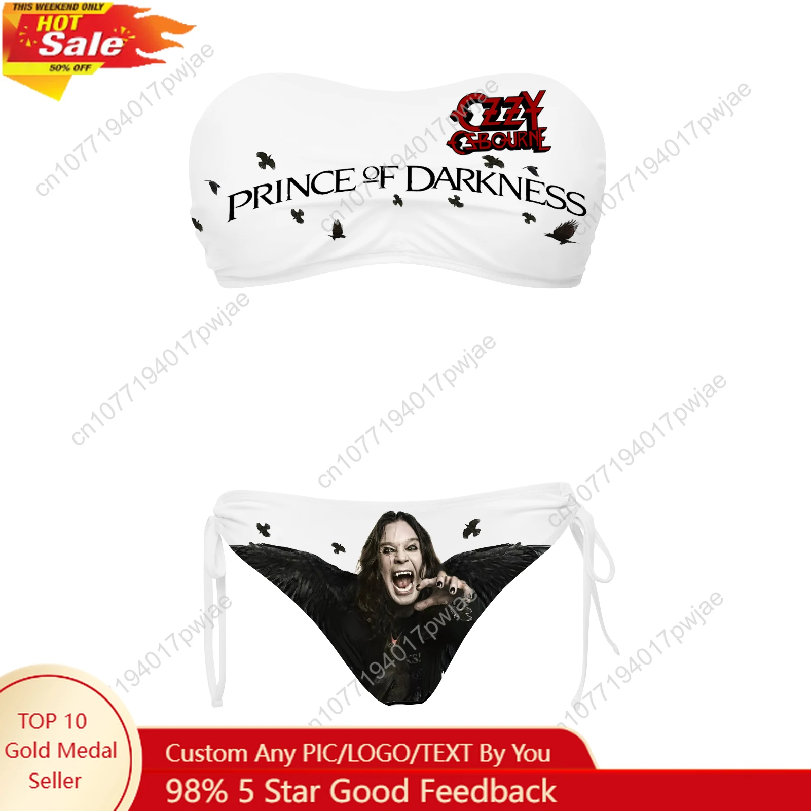 

Ozzy Osbourne Rock Band Custom Swimsuit Womens Drawstring Two Piece Set Bathing Suits Swimwear Pool Party Beach Bikini Beachwear