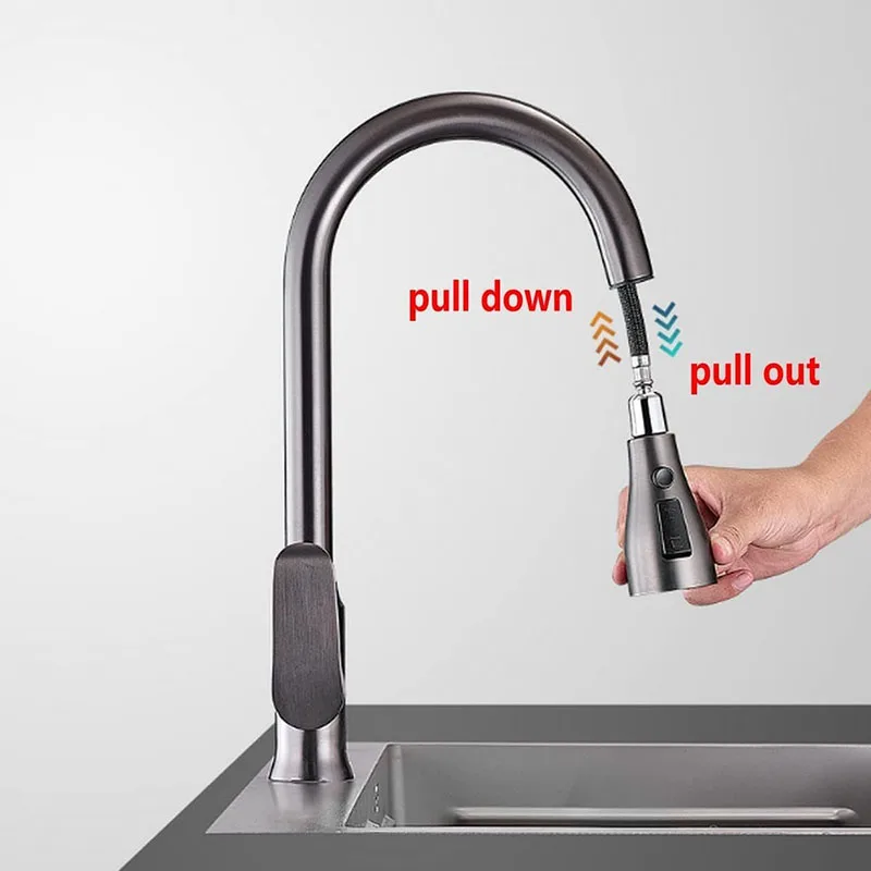 Bourdillat F1/2 M15*1 Replacement Faucet Hose Quick Connect Pull Out Hose Nylon Hose Tube Gray / Black 150cm Kitchen Accessories