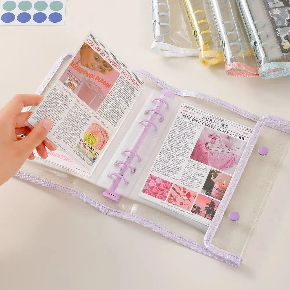 A5 الموثق بطاقة تخزين مشبك مزدوج 10 قطعة عبوة الأكمام 4 أكياس شبكة DIY بها بنفسك فضفاضة ورقة صور جمع كتاب Kpop حامل مُنظِم