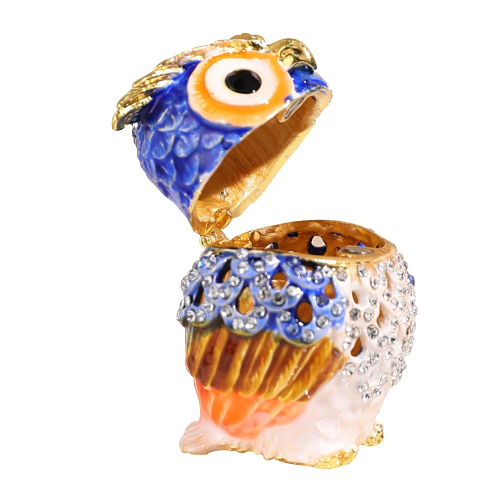 

Cute Owl Trinket Box Multifunctional Car Storage Organizer For Phone Keys Small Items Enamel Owl Ornament Durable Mini Animal