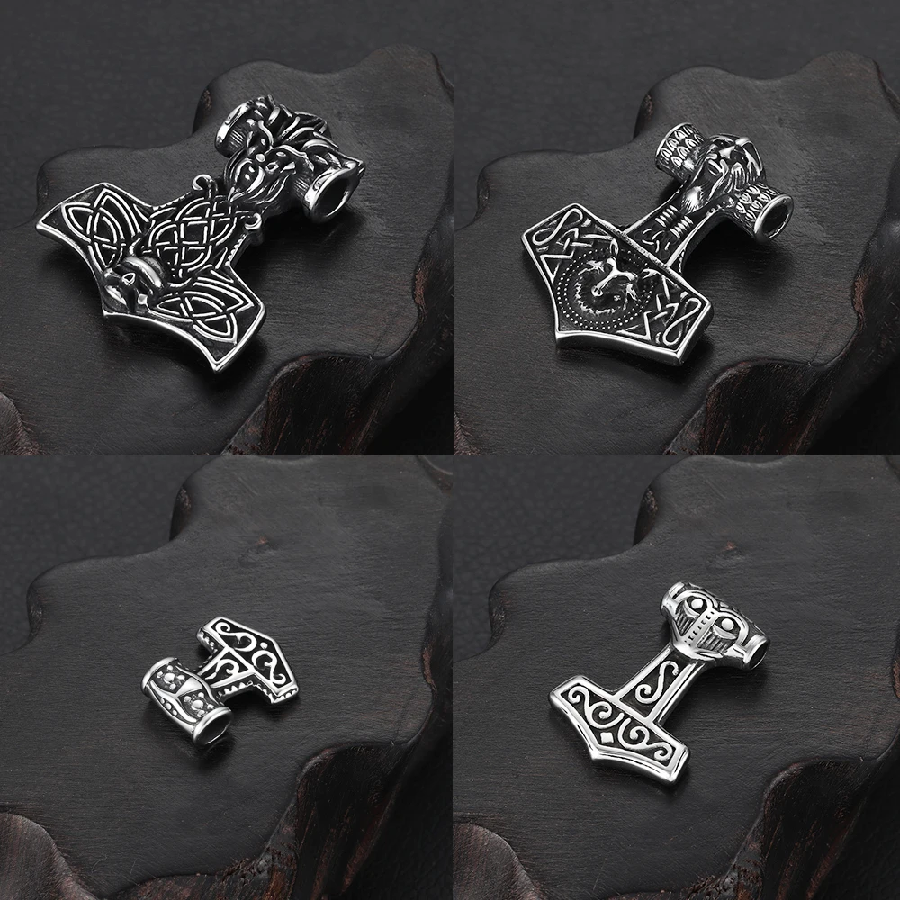 Stainless Steel Viking Thor Hammer Axe Pendant for Necklace DIY Accessories Finding Jewelry Making Men Charm Accessories